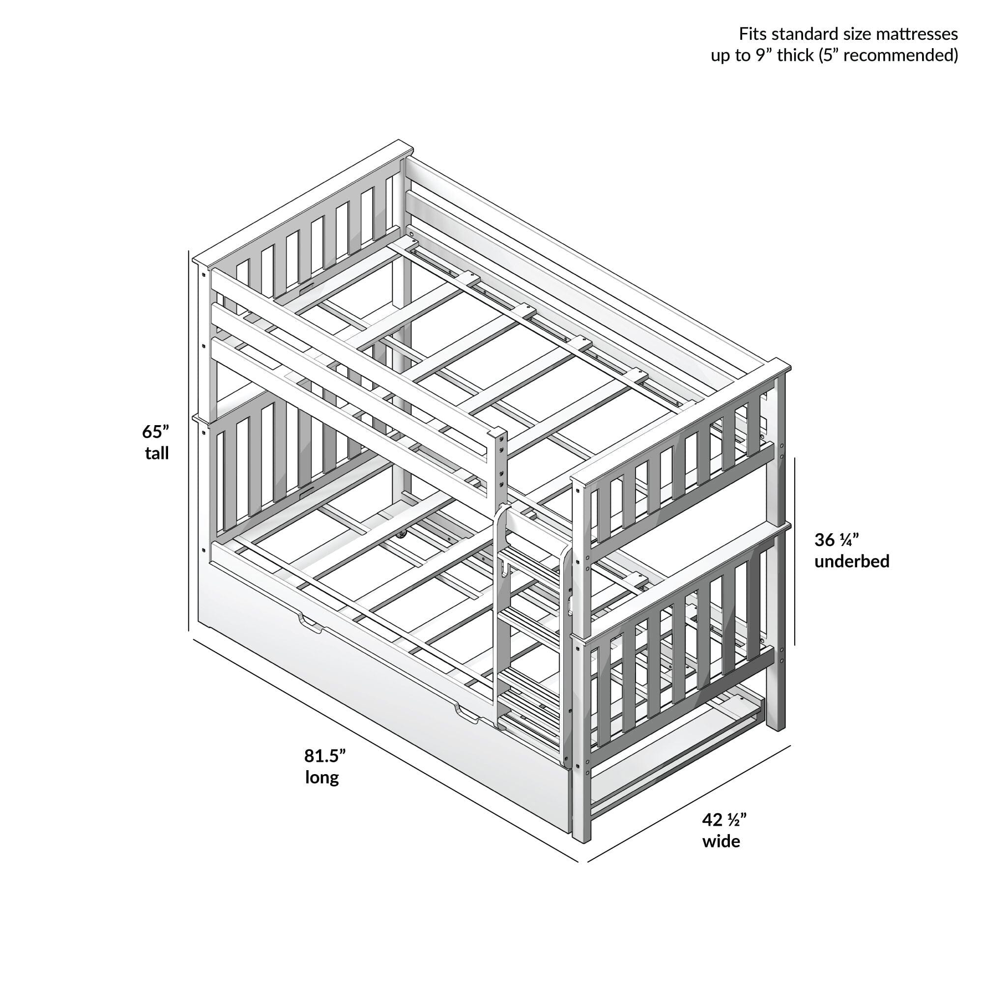Classic Twin over Twin Bunk Bed + Trundle - Image 32