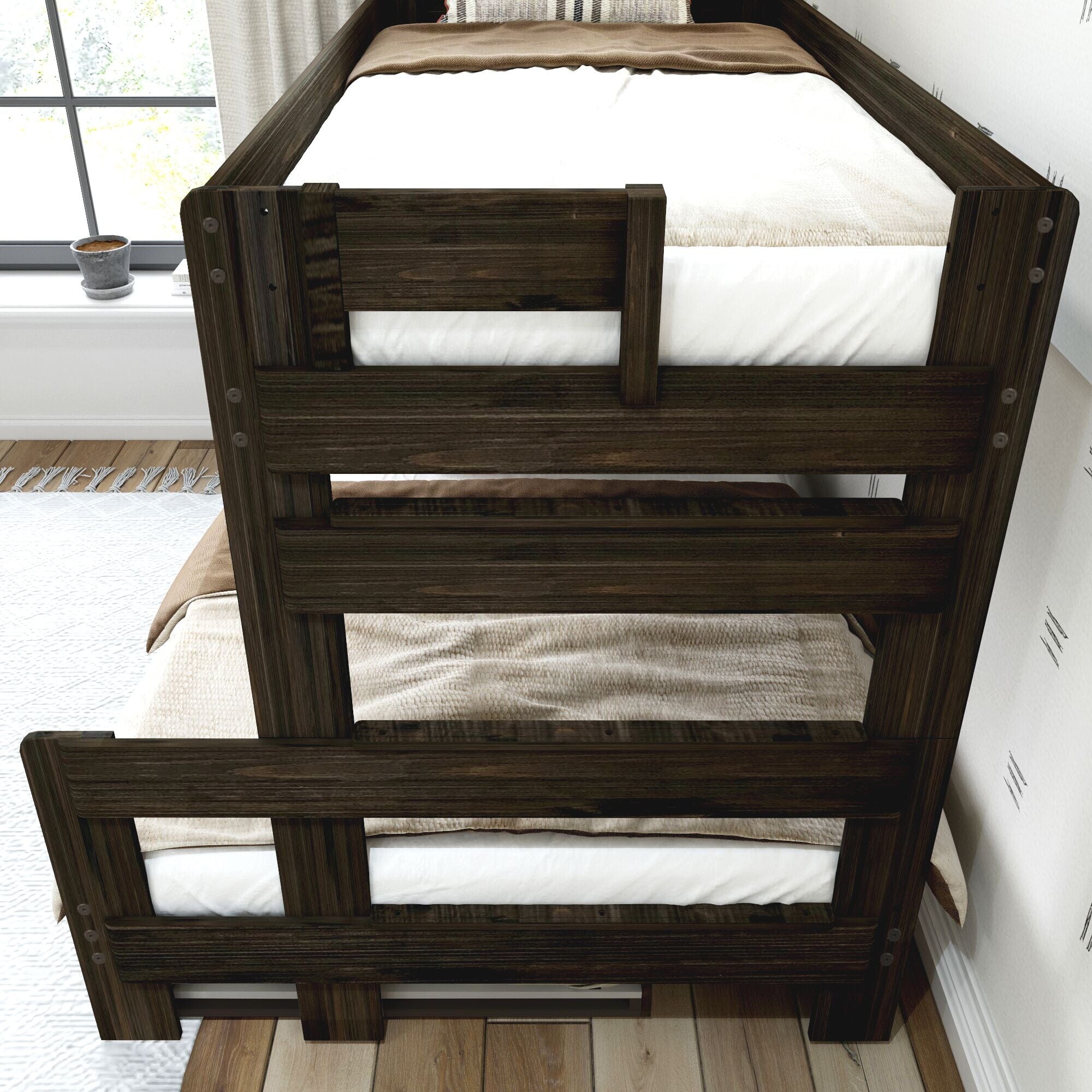 Rustic Twin over Full Bunk Bed + Trundle - Image 15