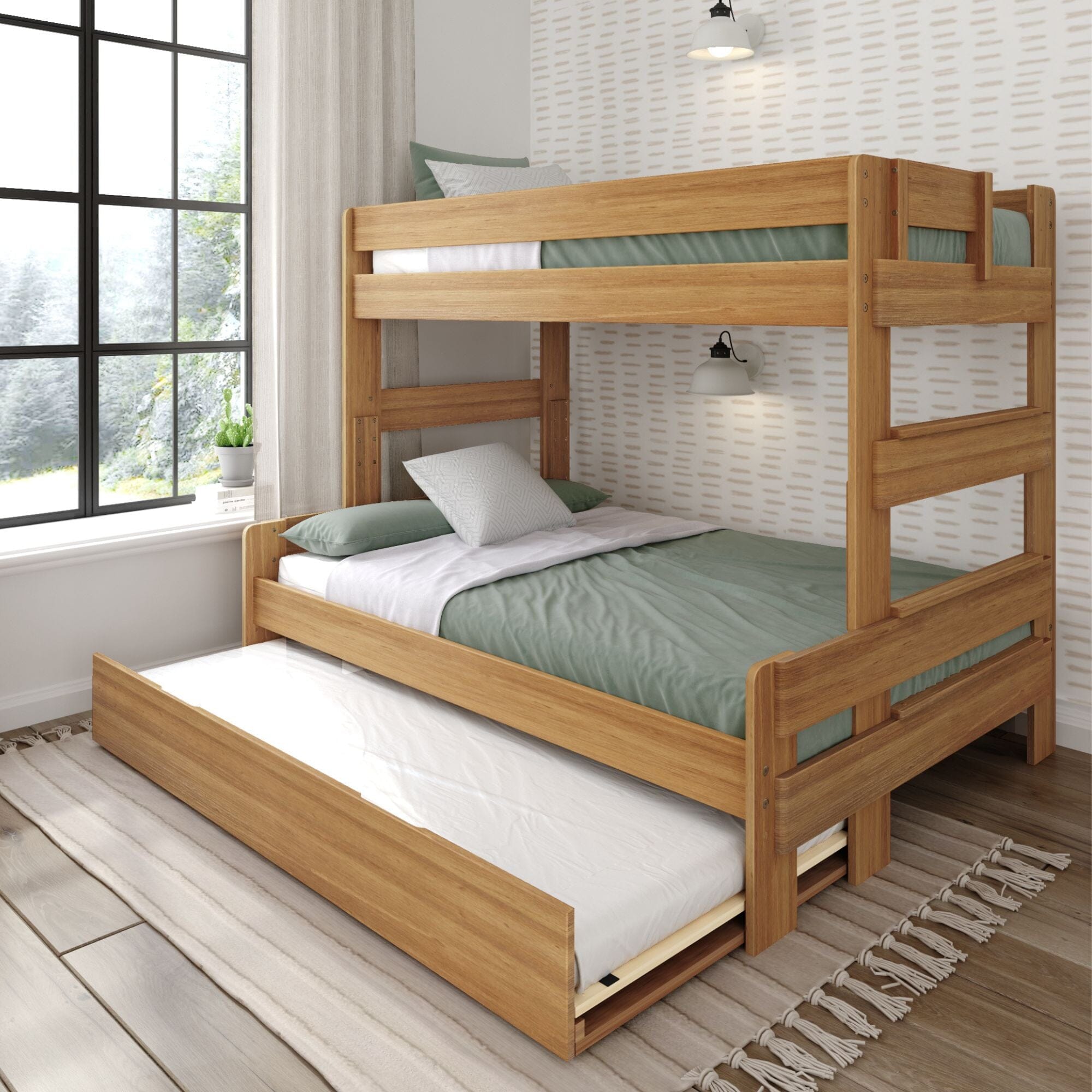 Rustic Twin over Full Bunk Bed + Trundle - Image 3
