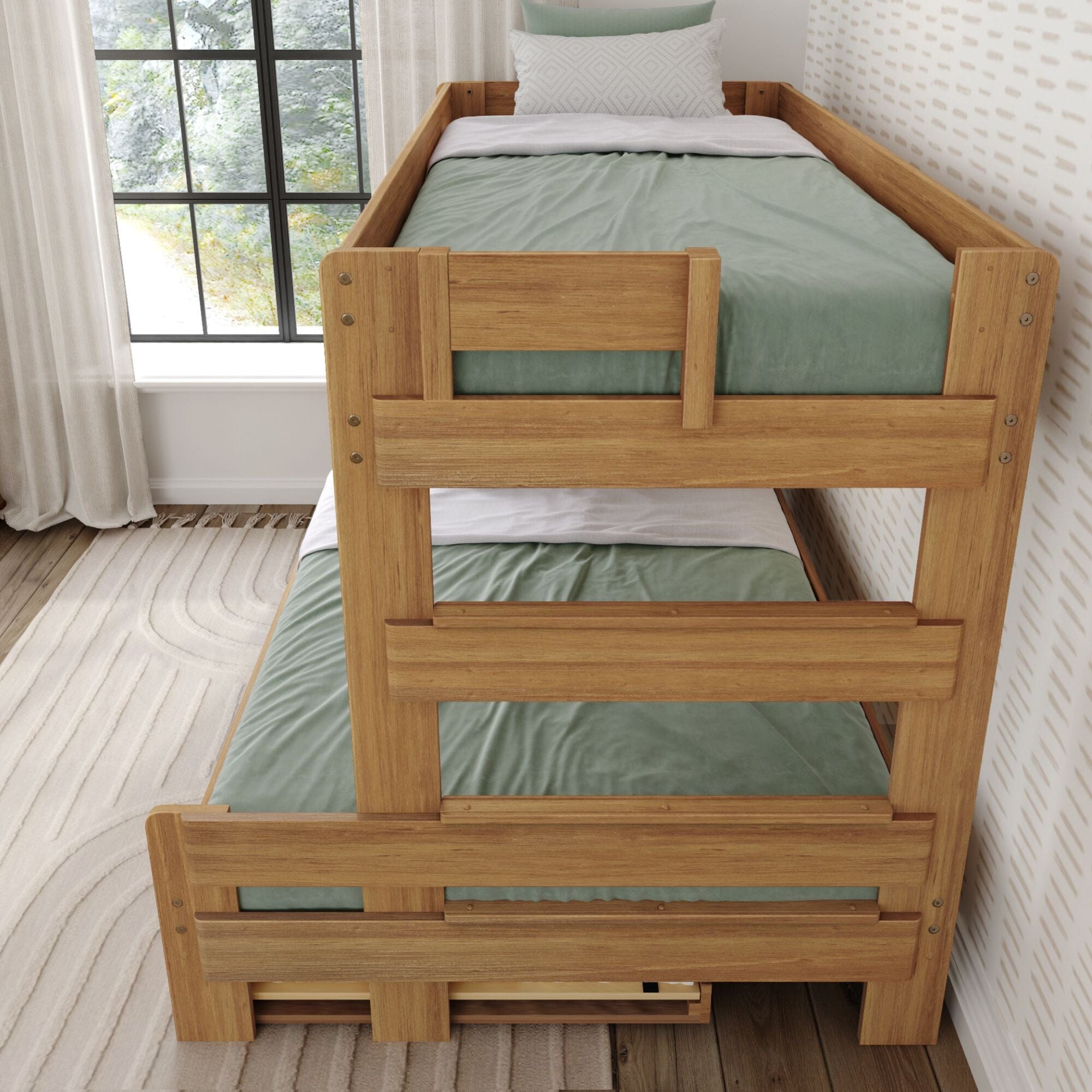 Rustic Twin over Full Bunk Bed + Trundle - Image 14