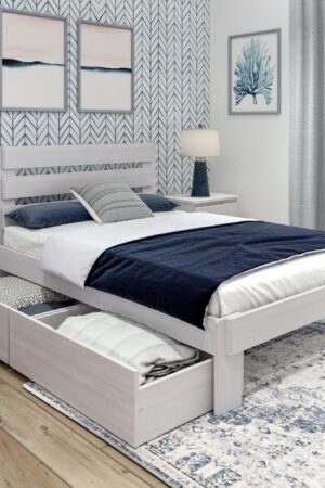 Rustic Slatted Bed + Storage - Full